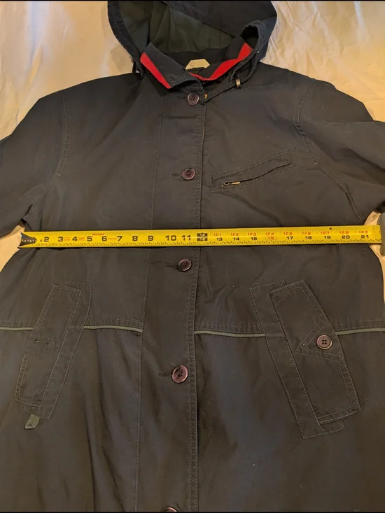2/40$ Vintage Black Hooded Utility Jacket with Red Trim and Yellow Cuff - Picture 5 of 6